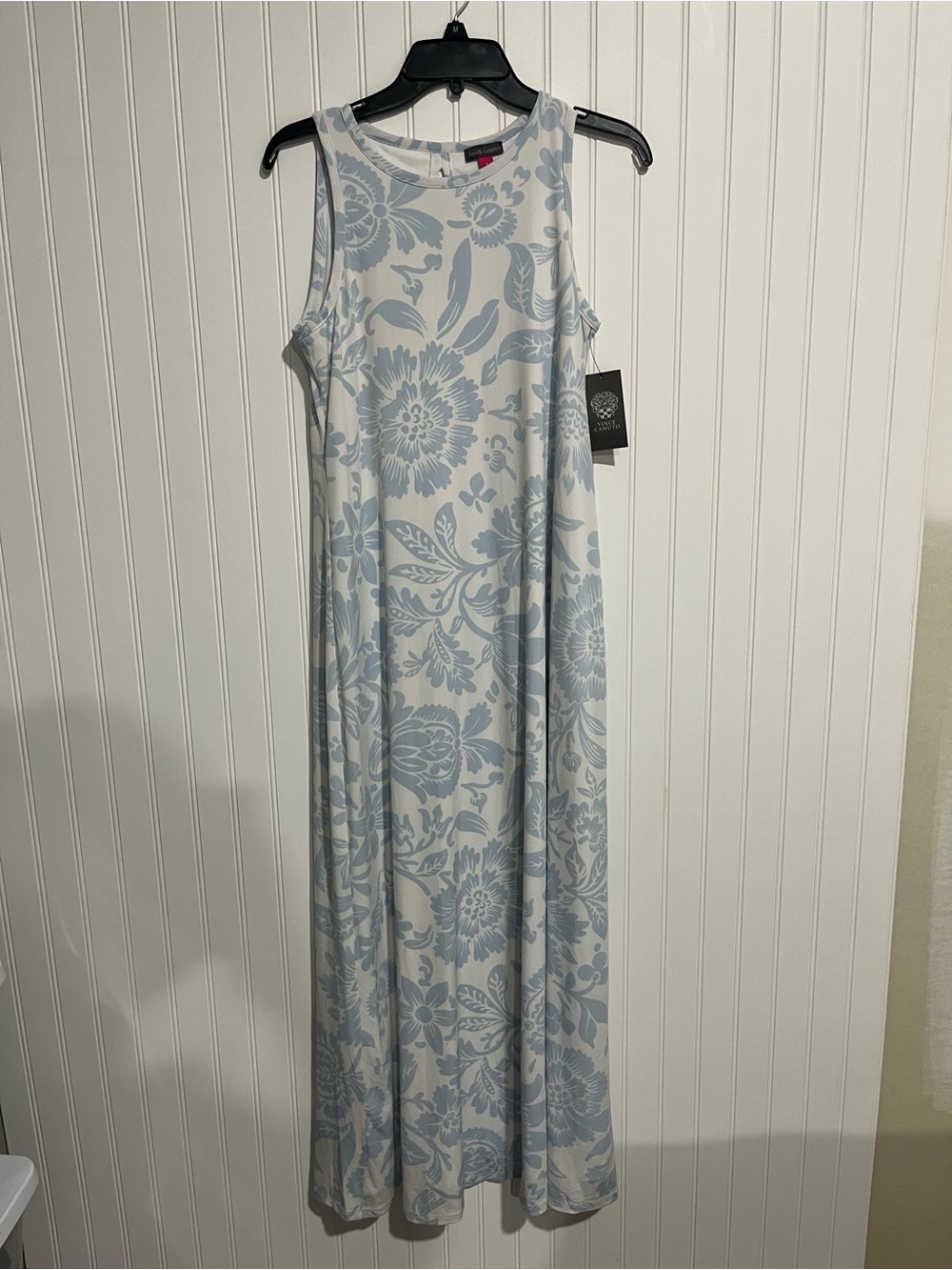 Vince Camuto Sleeveless Floral Maxi Dress in Light Blue and White - Picture 2 of 4